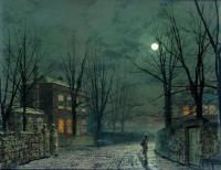 Grimshaw, John Atkinson - The Old Hall Under Moonlight